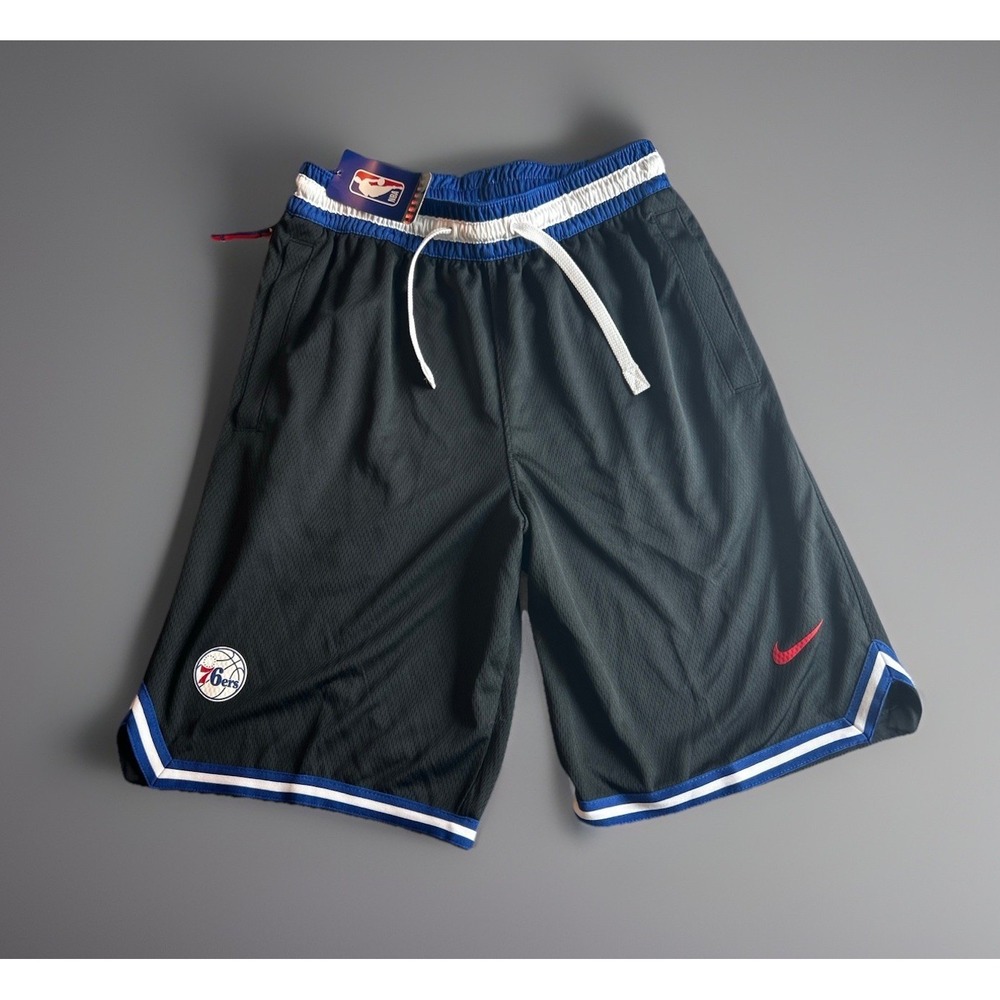 Mens NBA Philadelphia 76ers Basketball Shorts NIKE Black Sixers SMALL Logo